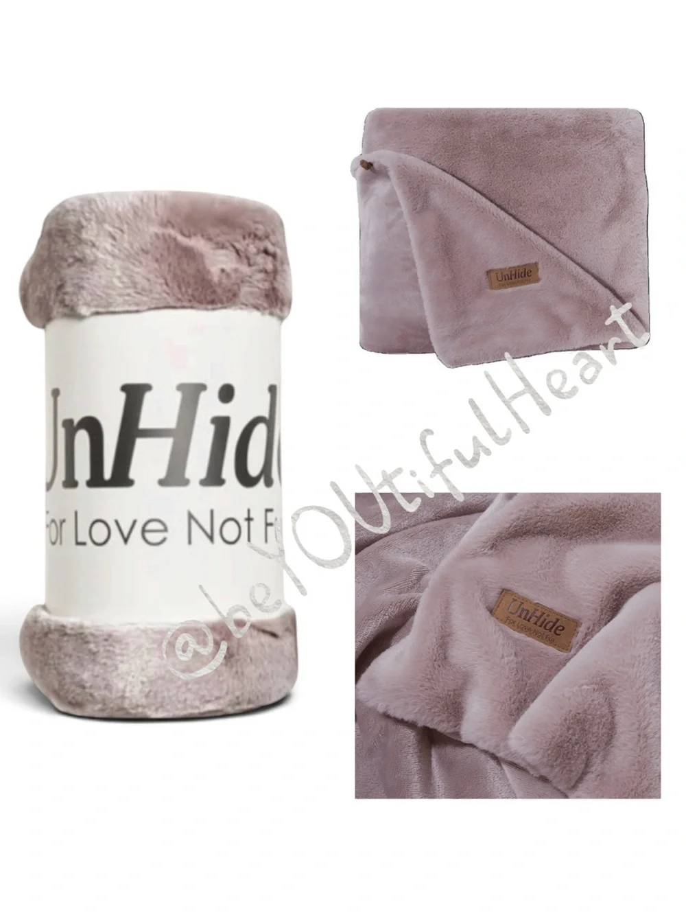 UnHide Lil’ Marsh Small Rosy Baby Faux Fur Throw - Lightweight Faux Fur Blanket